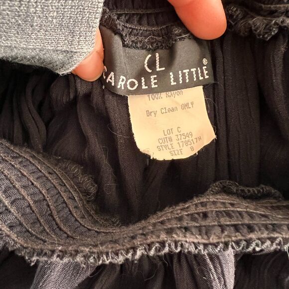 Vintage Carole Little skirt Elastic waist button down black brown midi size 8 - Picture 6 of 6